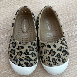 Old Navy Kids Leopard Slip-On Sneakers in Tan and Black with White Toe